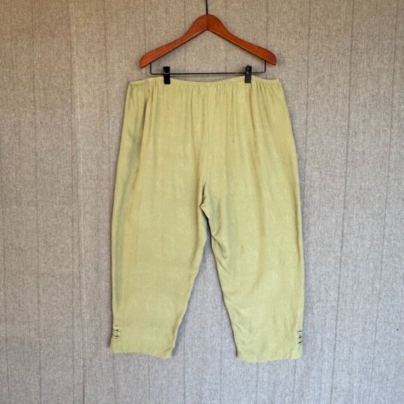 Citron Santa Monica Sage Green 100% Silk Pull On Crop Pull On Pants Size 2X - Picture 4 of 8